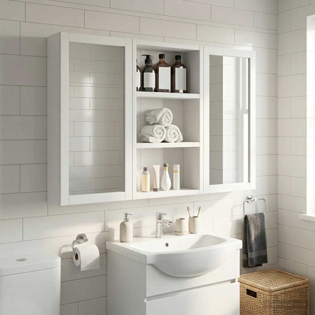 Badezimmer-Wandschrank Weiß 30 x 10 x 50 cm Holzwerkstoff