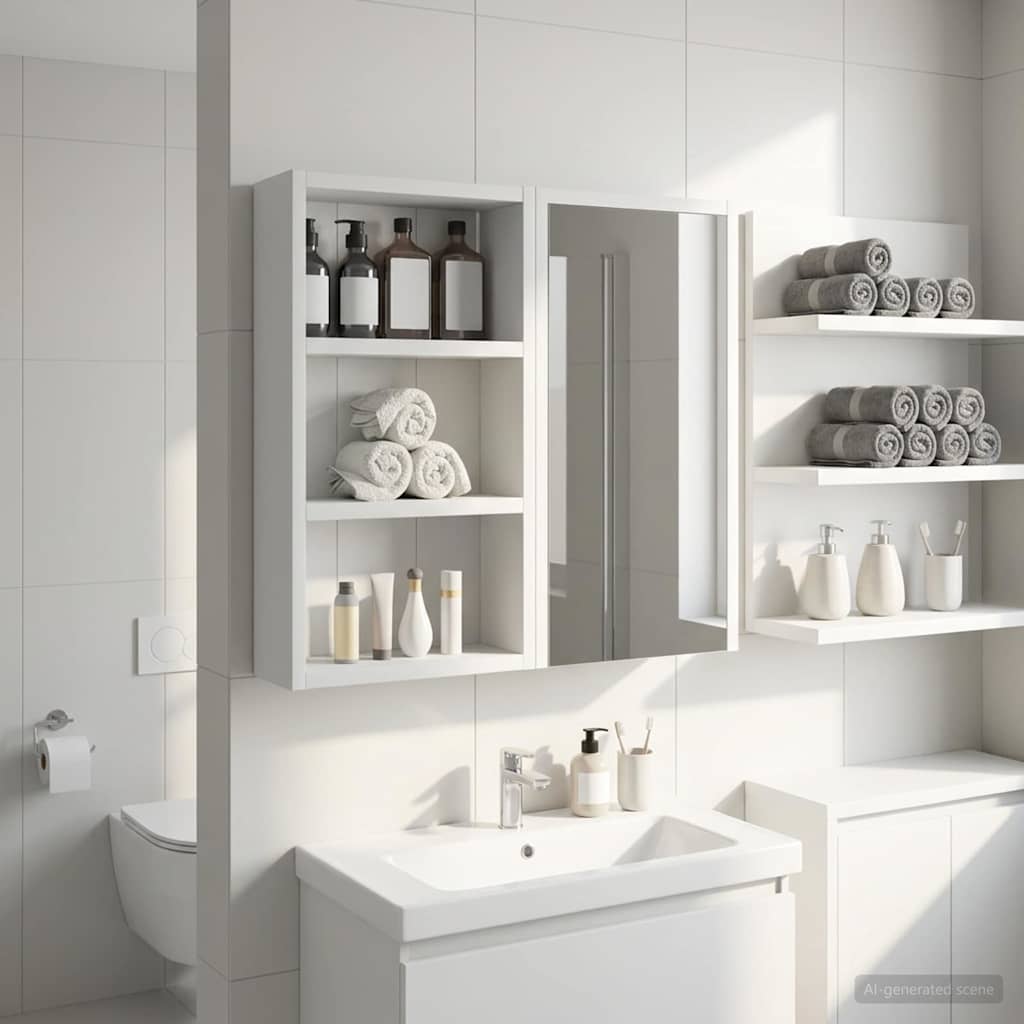 Badezimmer-Wandschrank Weiß 30 x 10 x 50 cm Holzwerkstoff