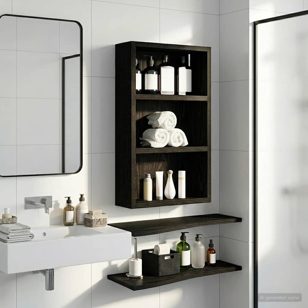 Badezimmer-Wandschrank mit Regal Schwarze Eiche 30 x 10 x 50 cm