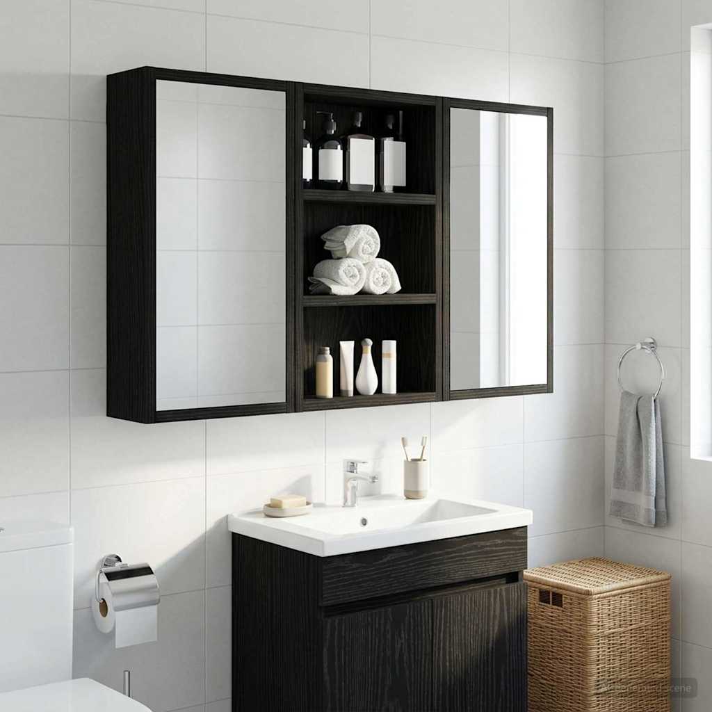 Badezimmer-Wandschrank mit Regal Schwarze Eiche 30 x 10 x 50 cm