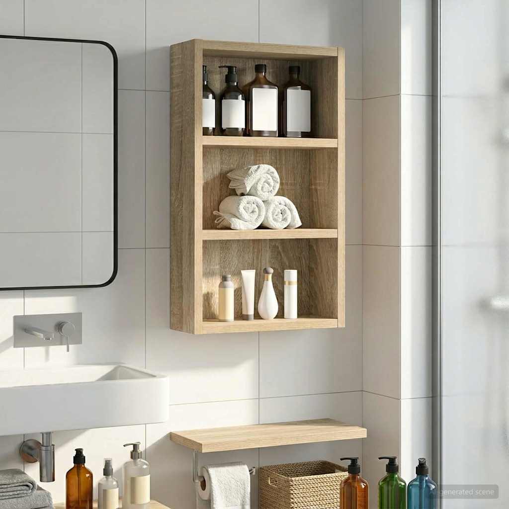 Badezimmer-Wandschrank mit Regal Sonoma-Eiche 30 x 10 x 50 cm