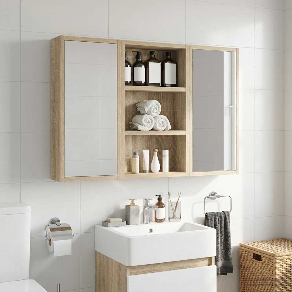 Badezimmer-Wandschrank mit Regal Sonoma-Eiche 30 x 10 x 50 cm