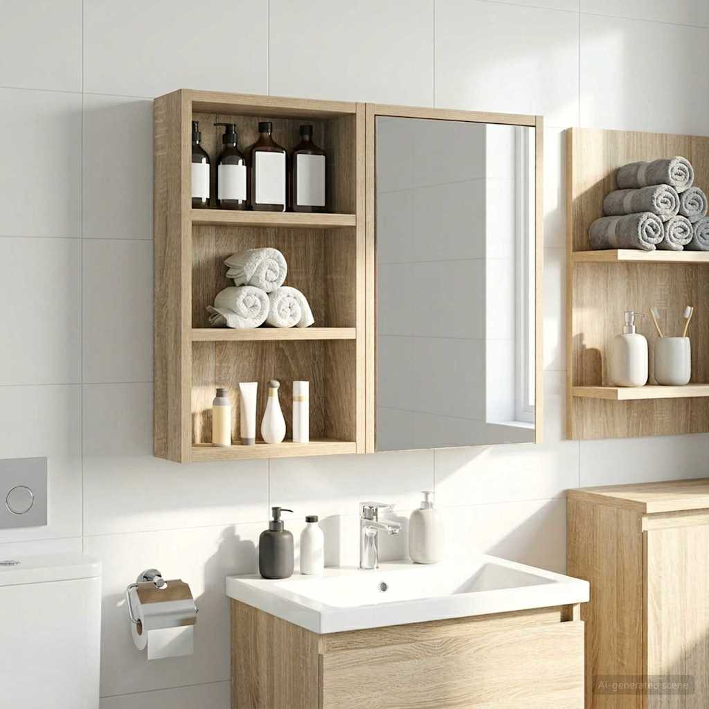 Badezimmer-Wandschrank mit Regal Sonoma-Eiche 30 x 10 x 50 cm