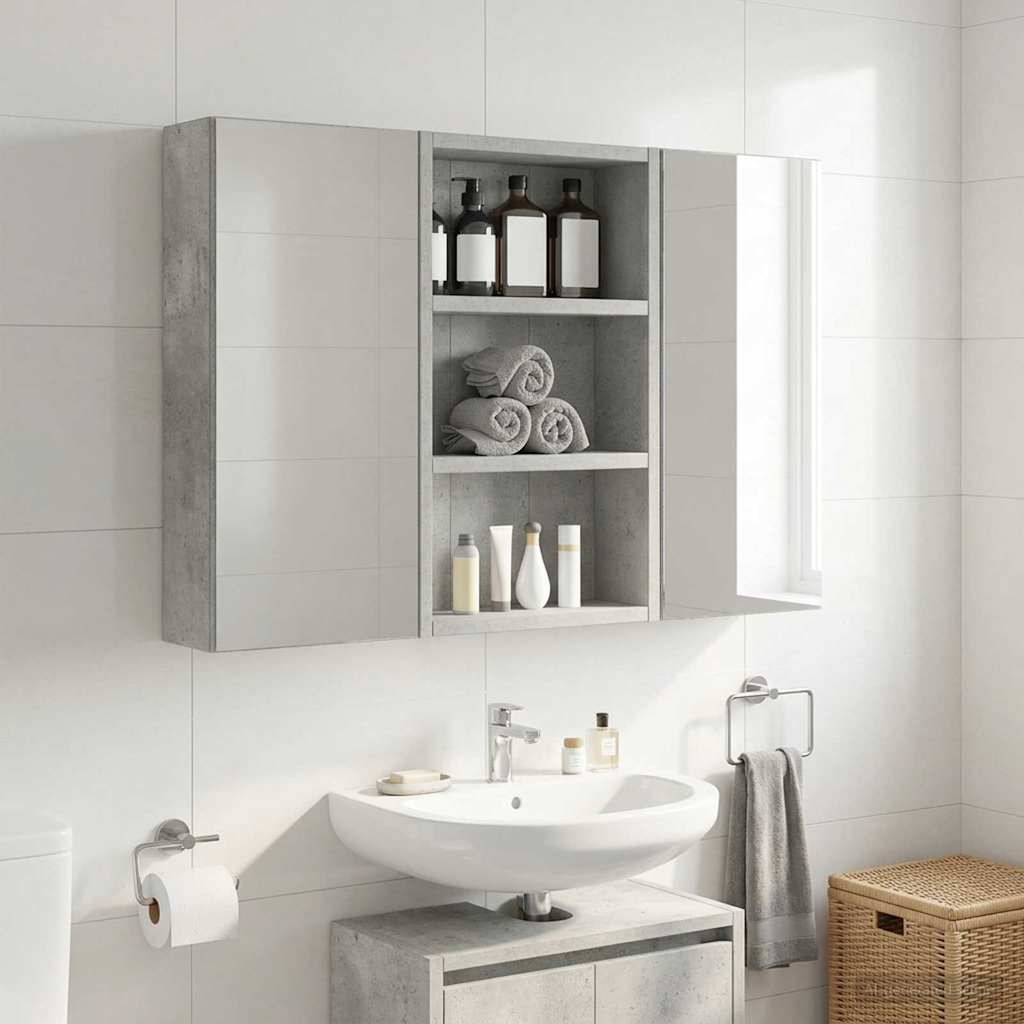 Badezimmer-Wandschrank Betongrau 30 x 10 x 50 cm Holzwerkstoff