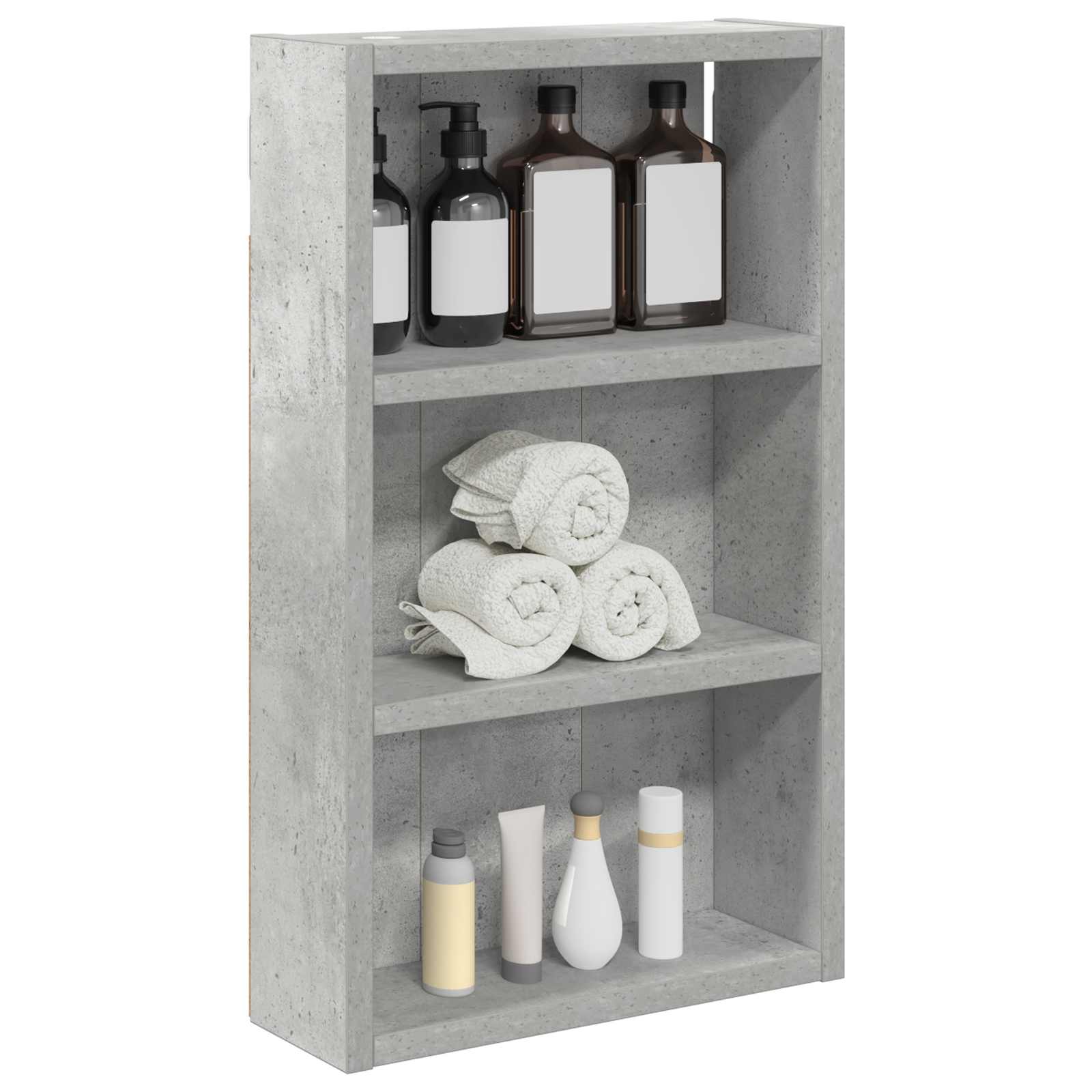 Badezimmer-Wandschrank Betongrau 30 x 10 x 50 cm Holzwerkstoff