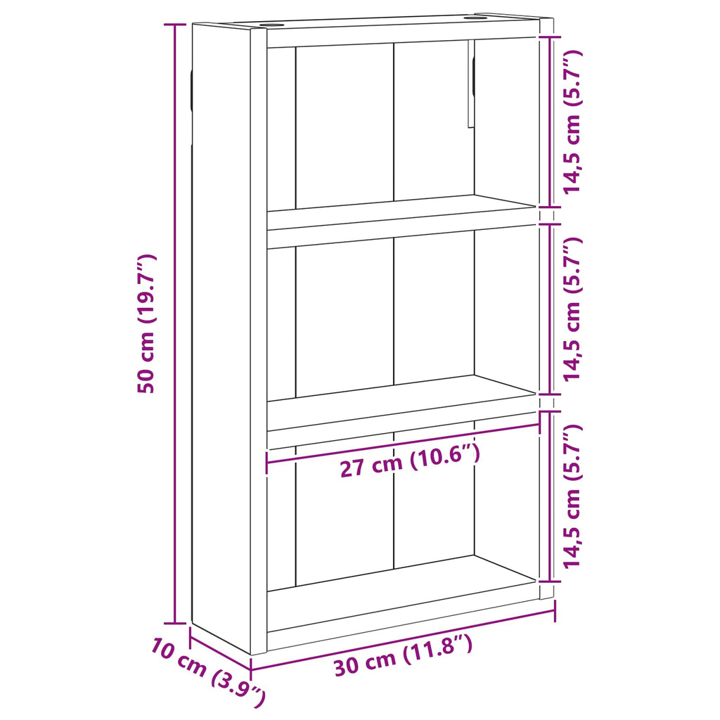 Badezimmer-Wandschrank Betongrau 30 x 10 x 50 cm Holzwerkstoff