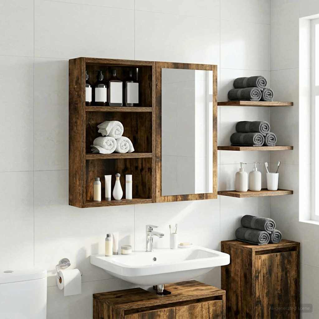 Badezimmer-Wandschrank Geräucherte Eiche 30 x 10 x 50 cm