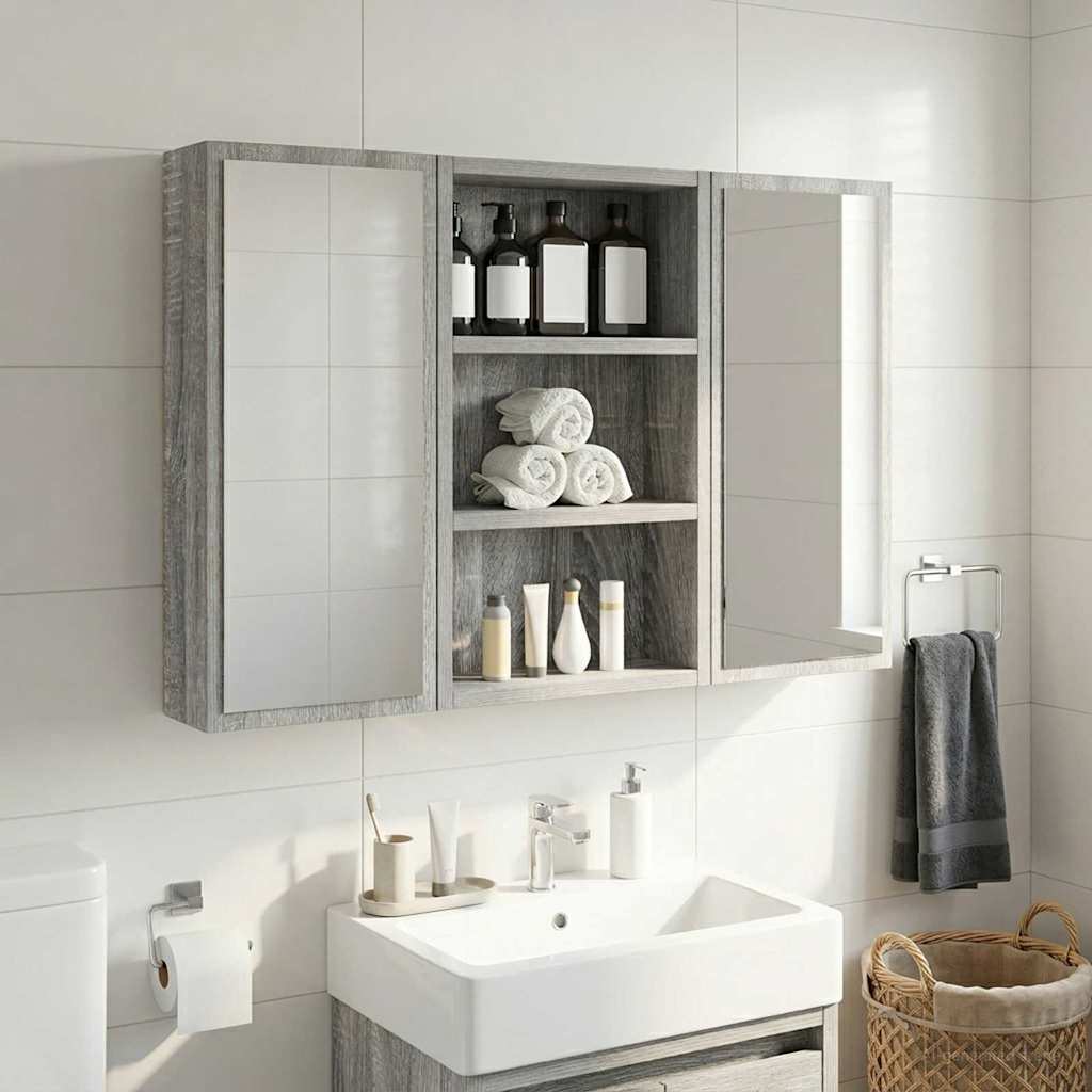 Badezimmer-Wandschrank mit Regal Graues Sonoma 30 x 10 x 50 cm