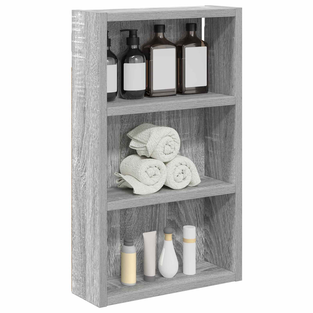 Badezimmer-Wandschrank mit Regal Graues Sonoma 30 x 10 x 50 cm