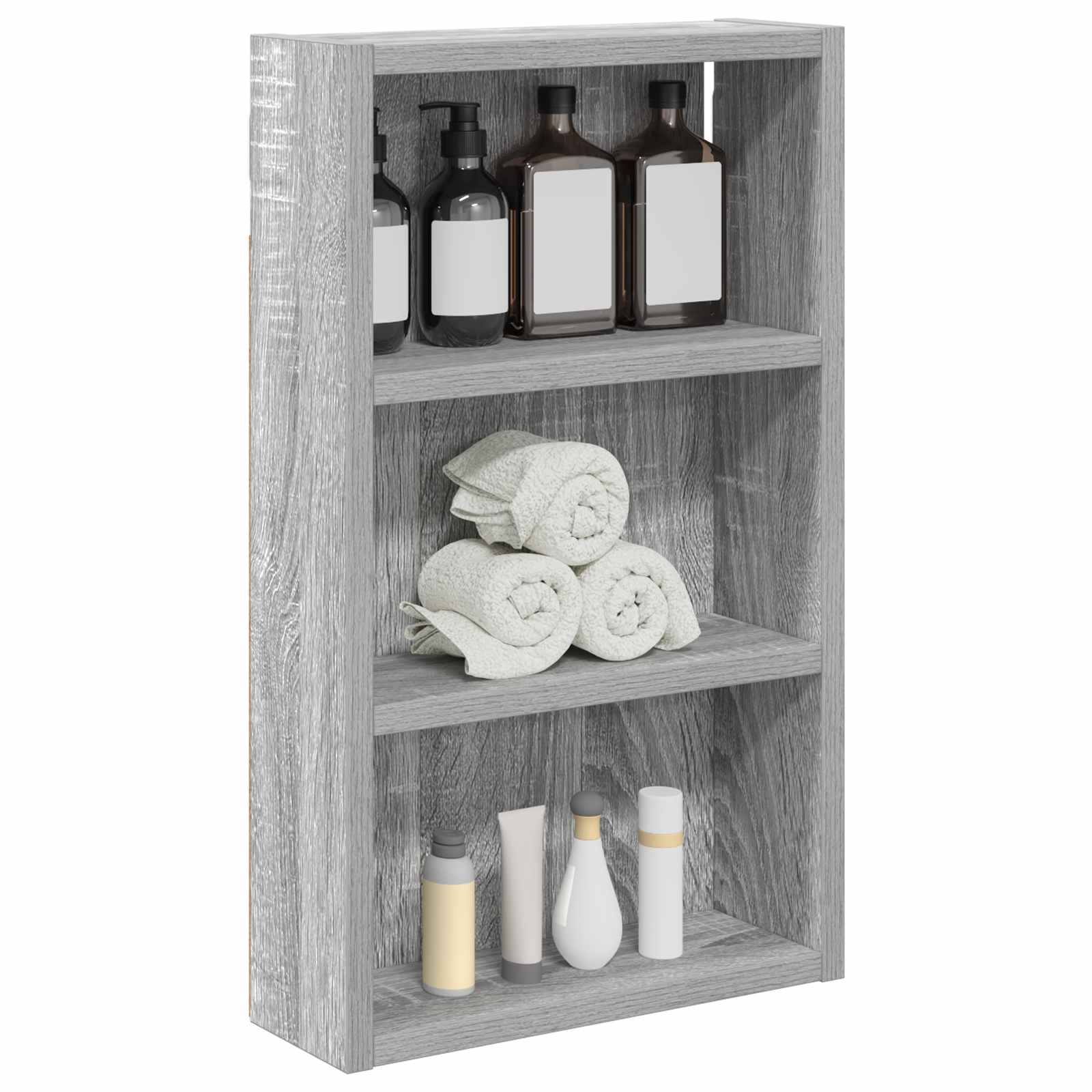 Badezimmer-Wandschrank mit Regal Graues Sonoma 30 x 10 x 50 cm