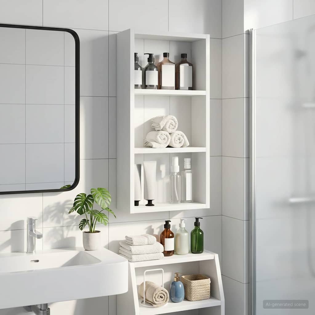 Badezimmer-Wandschrank Weiß 30 x 10 x 60,5 cm Holzwerkstoff