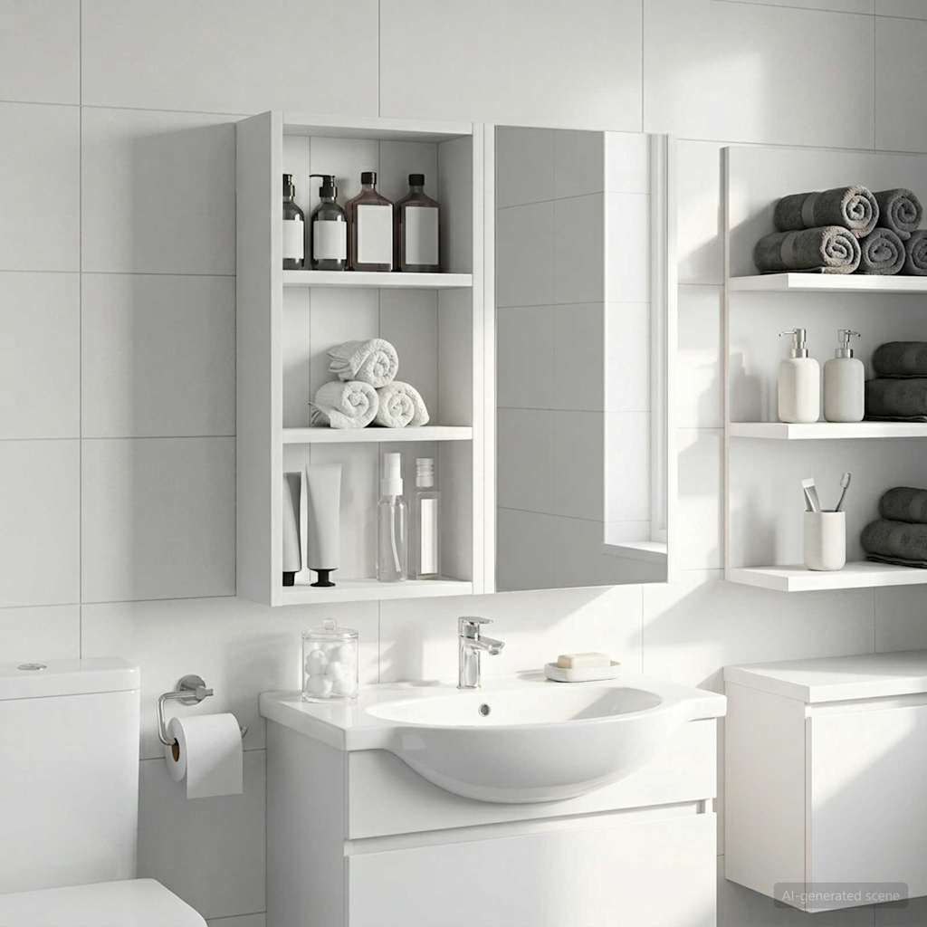 Badezimmer-Wandschrank Weiß 30 x 10 x 60,5 cm Holzwerkstoff