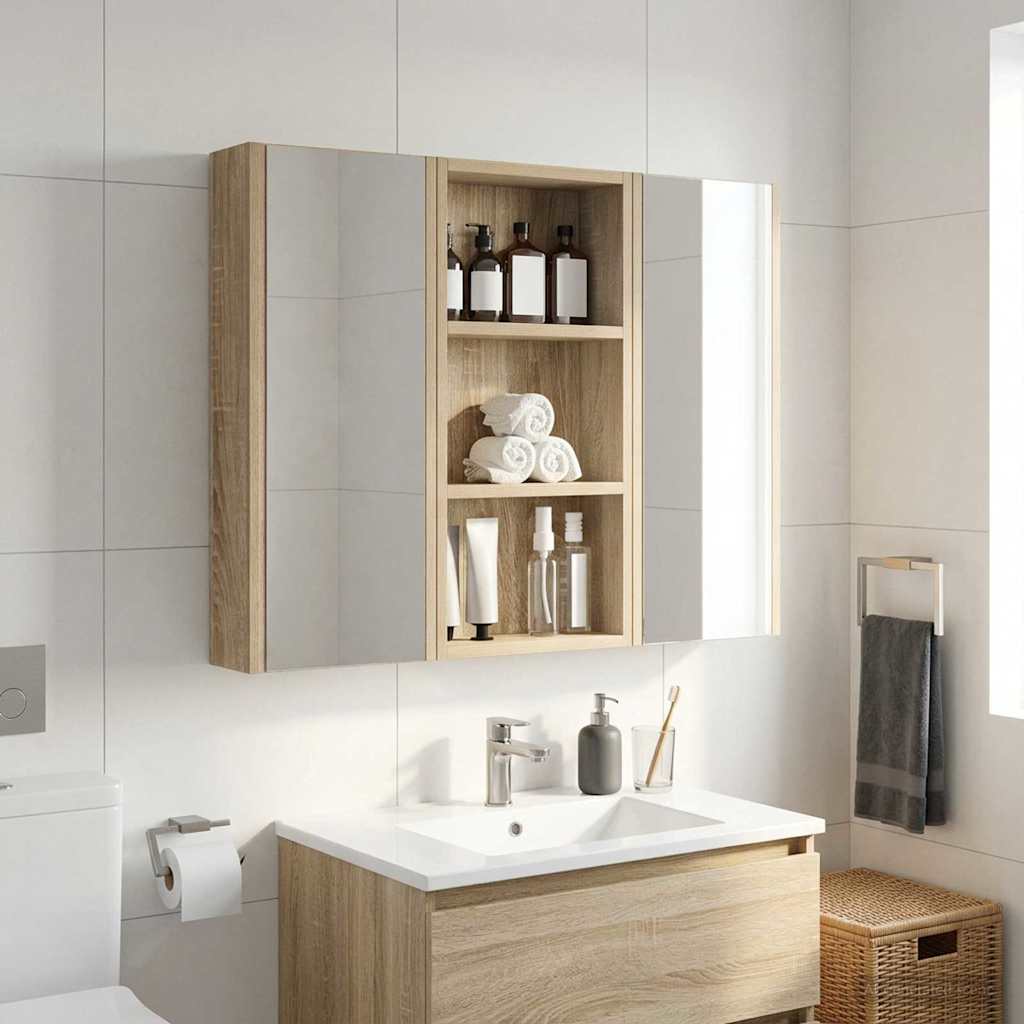 Badezimmer-Wandschrank mit Regal Sonoma-Eiche 30 x 10 x 60,5 cm