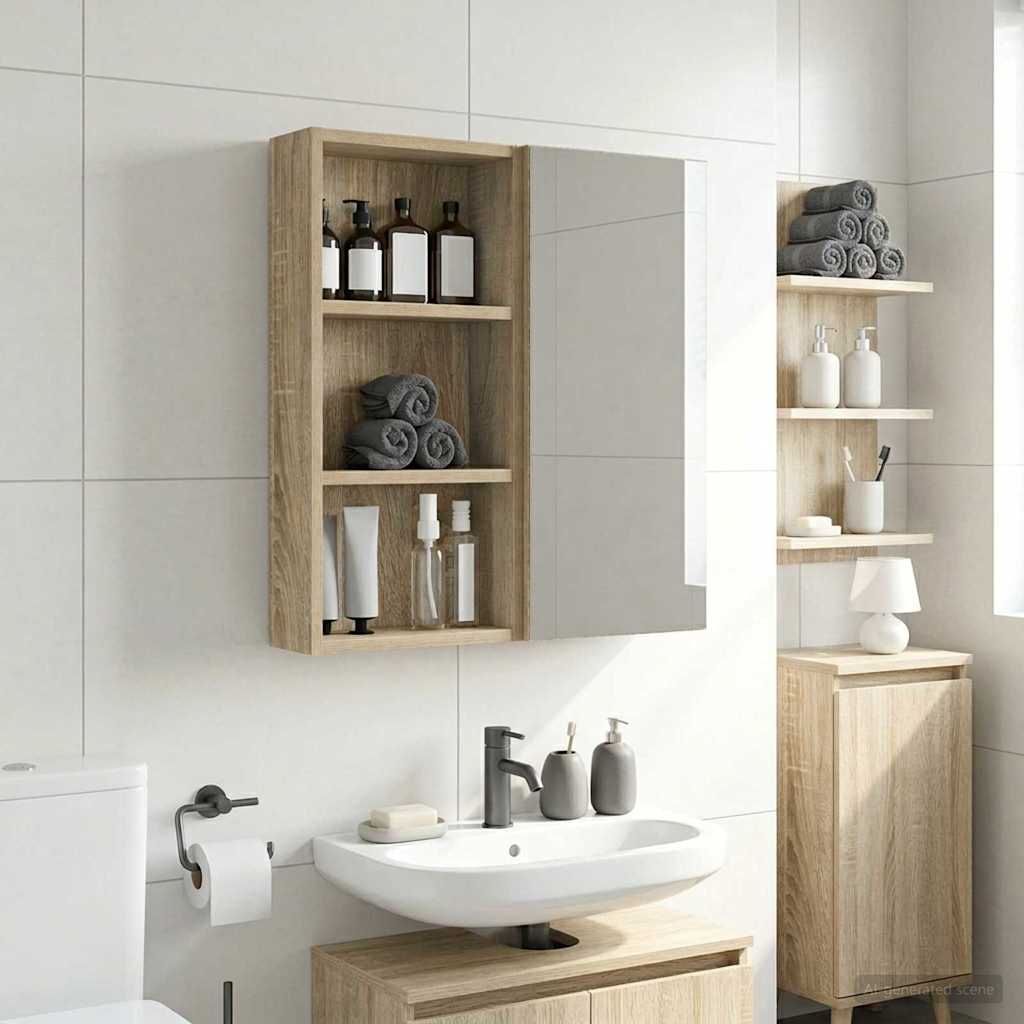 Badezimmer-Wandschrank mit Regal Sonoma-Eiche 30 x 10 x 60,5 cm