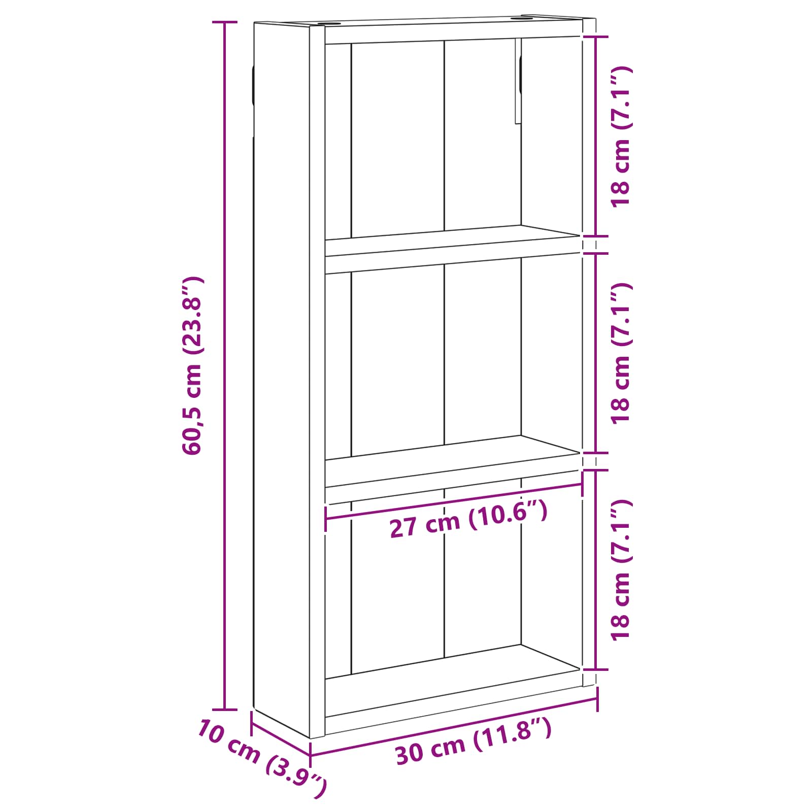 Badezimmer-Wandschrank mit Regal Sonoma-Eiche 30 x 10 x 60,5 cm