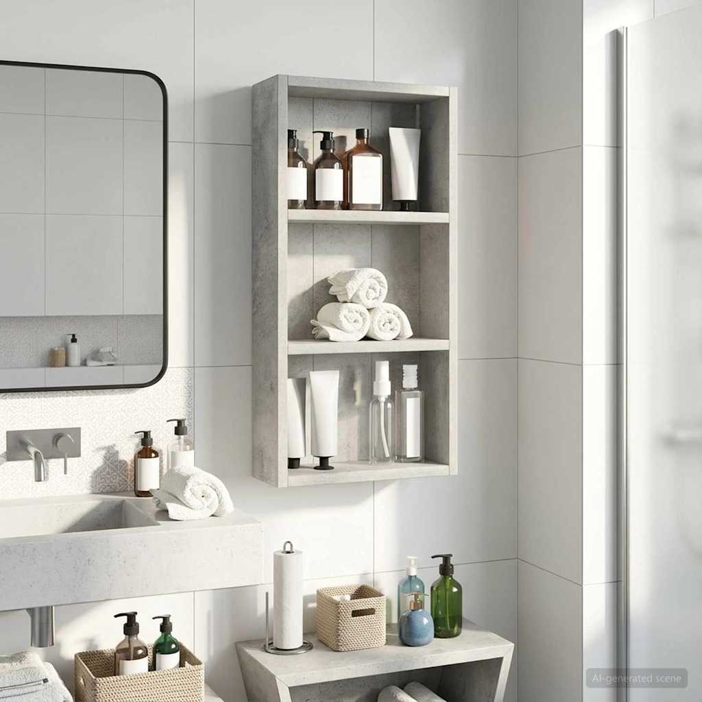 Badezimmer-Wandschrank mit Regal Betongrau 30 x 10 x 60,5 cm