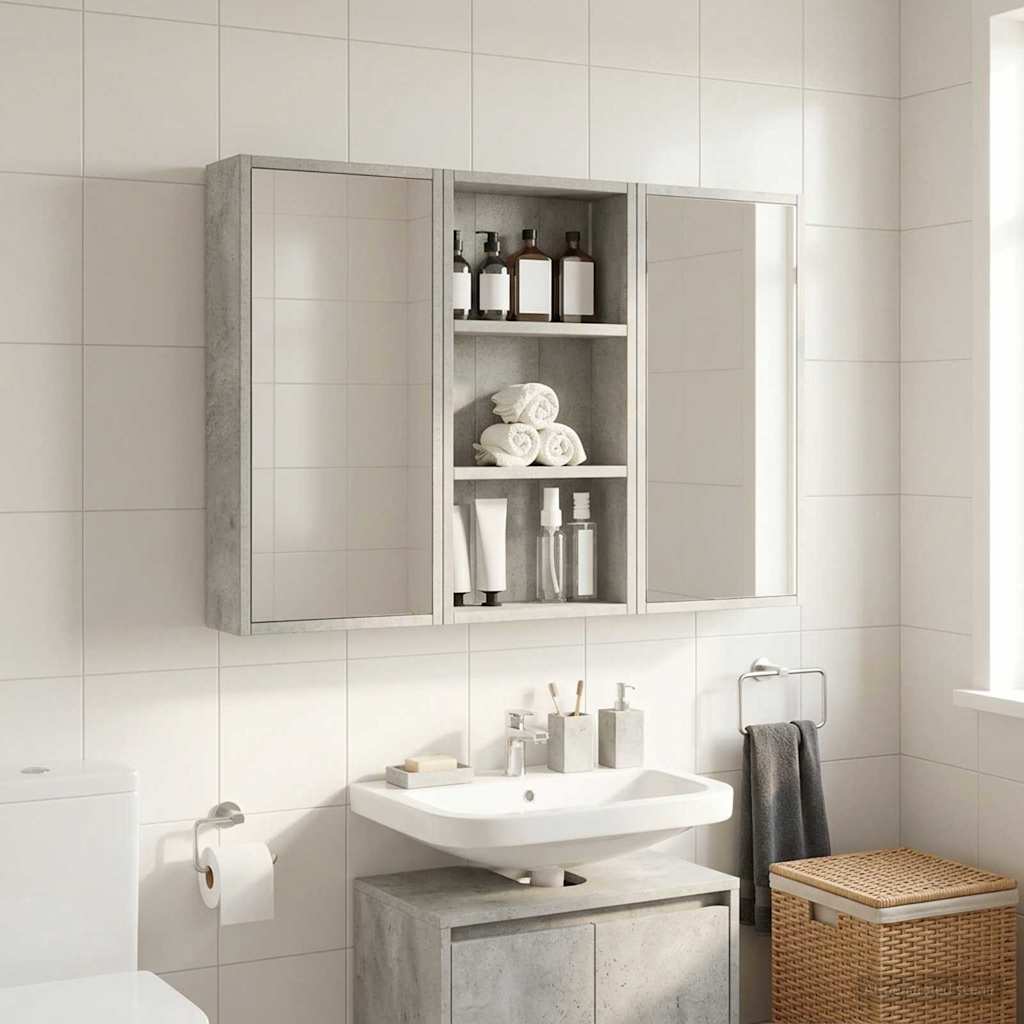 Badezimmer-Wandschrank mit Regal Betongrau 30 x 10 x 60,5 cm