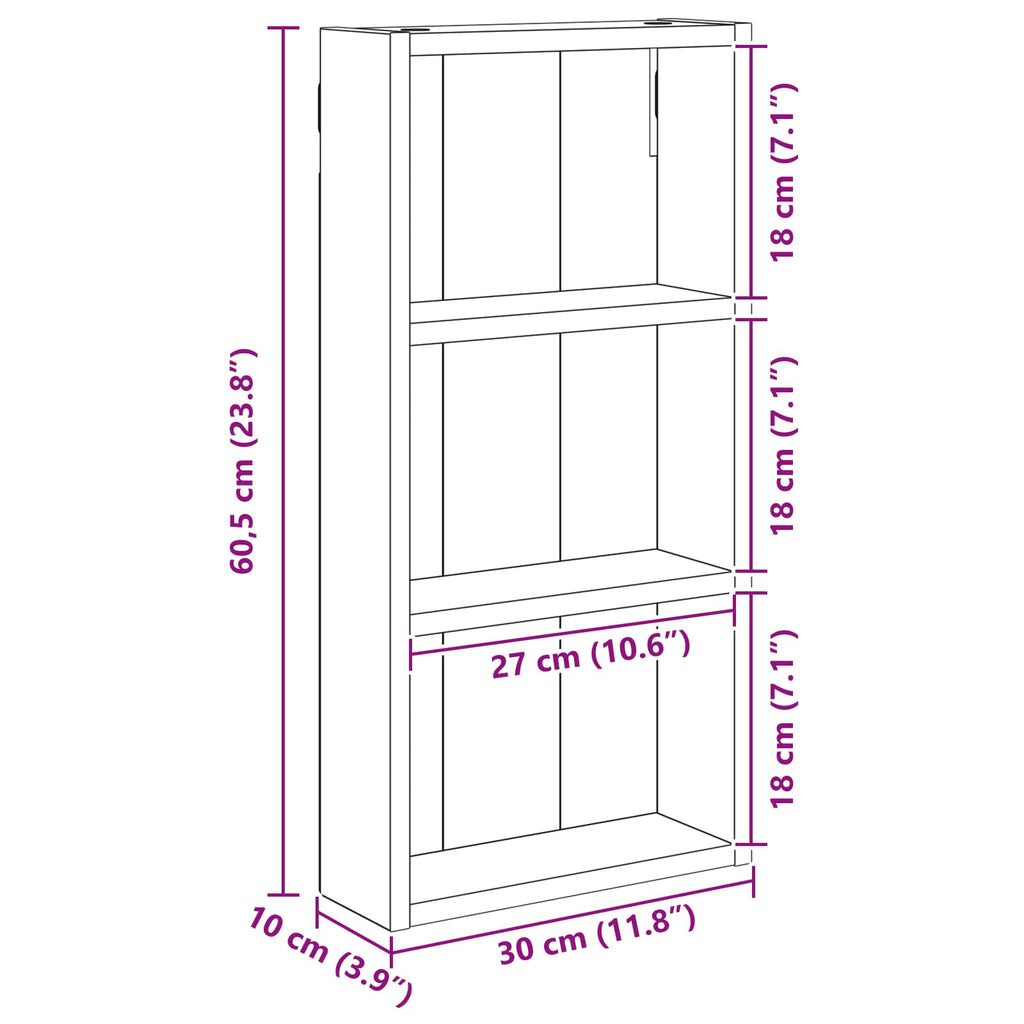 Badezimmer-Wandschrank Geräucherte Eiche 30 x 10 x 60,5 cm