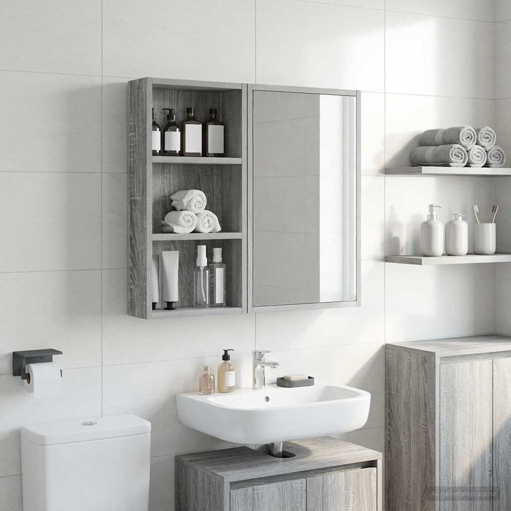 Badezimmer-Wandschrank Graues Sonoma 30 x 10 x 60,5 cm