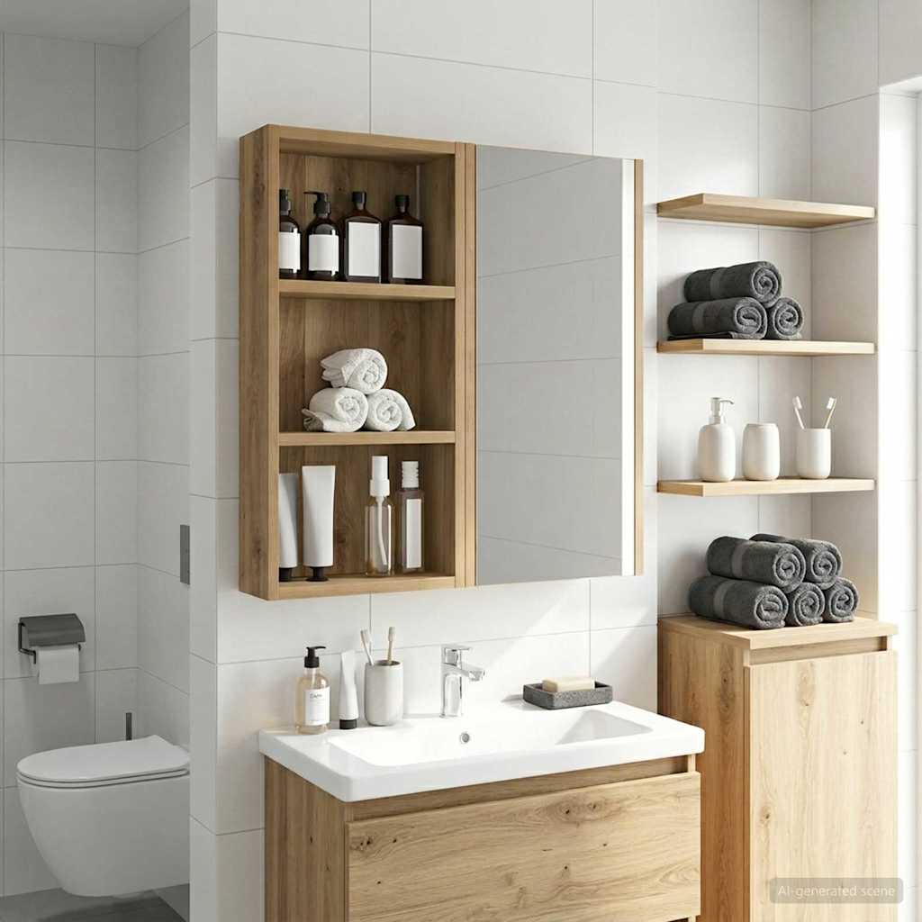 Badezimmer-Wandschrank Kunsthandwerk Eiche 30 x 10 x 60,5 cm