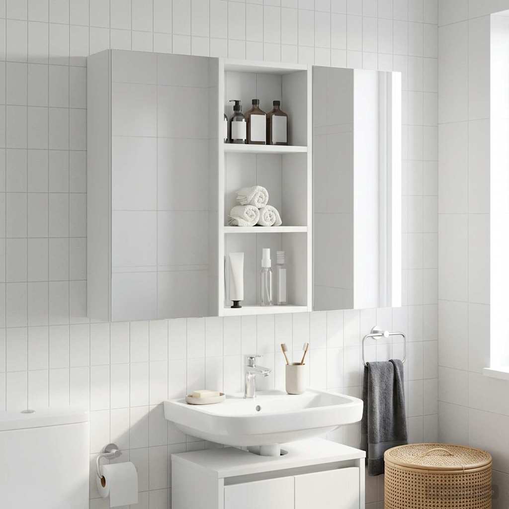 Badezimmer-Wandschrank Weiß 30 x 14 x 70 cm Holzwerkstoff
