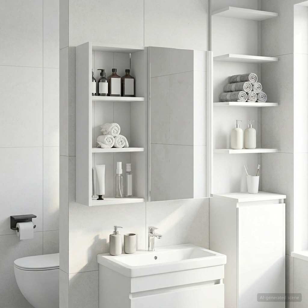 Badezimmer-Wandschrank Weiß 30 x 14 x 70 cm Holzwerkstoff
