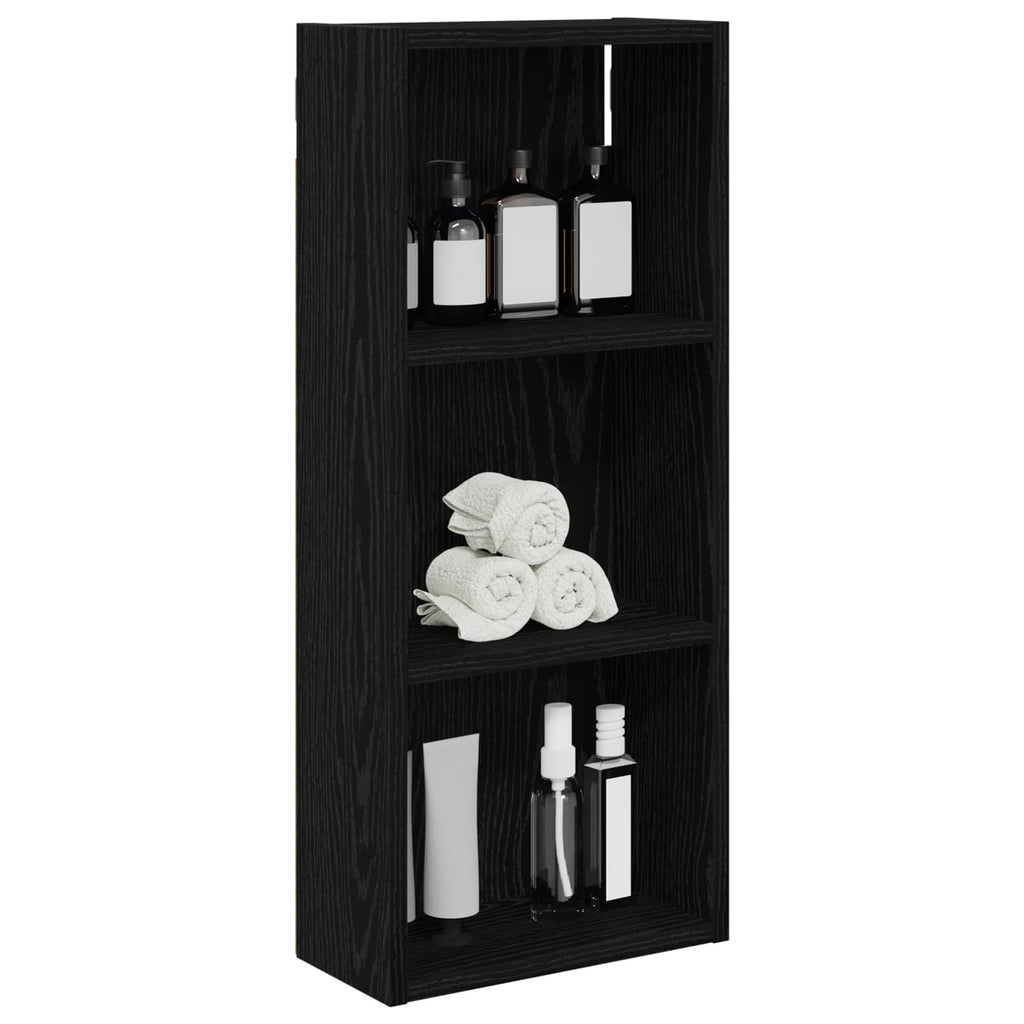 Badezimmer-Wandschrank mit Regal Schwarze Eiche 30 x 14 x 70 cm