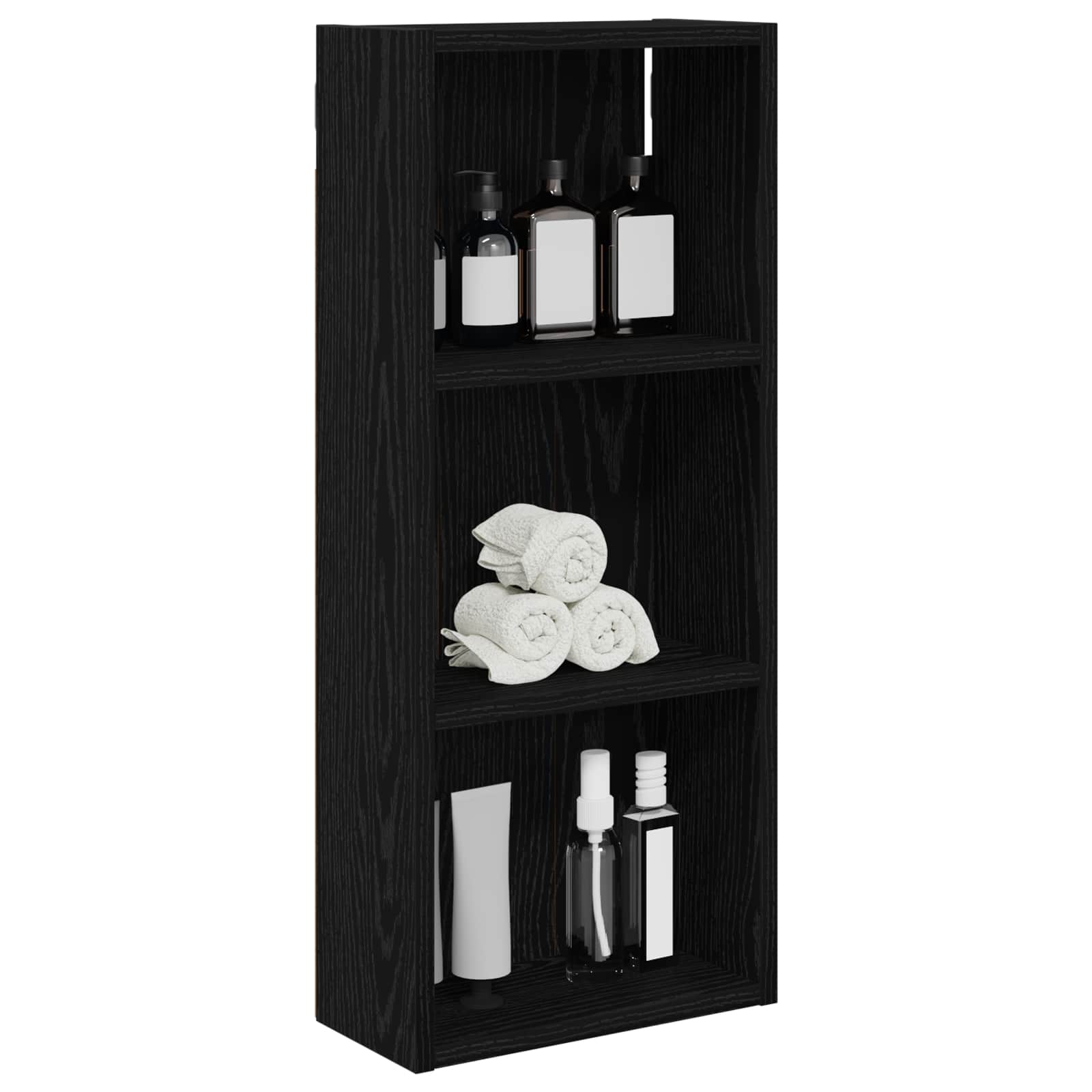 Badezimmer-Wandschrank mit Regal Schwarze Eiche 30 x 14 x 70 cm
