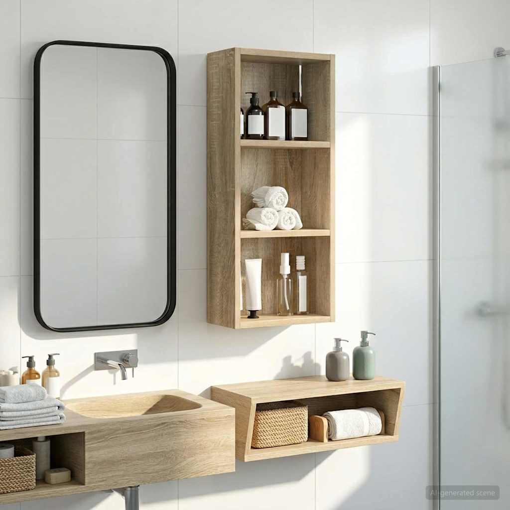 Badezimmer-Wandschrank mit Regal Sonoma-Eiche 30 x 14 x 70 cm
