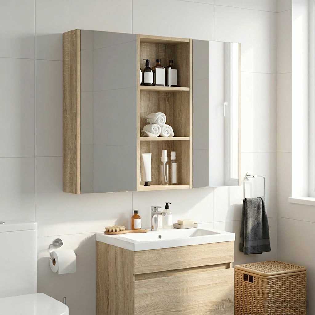 Badezimmer-Wandschrank mit Regal Sonoma-Eiche 30 x 14 x 70 cm