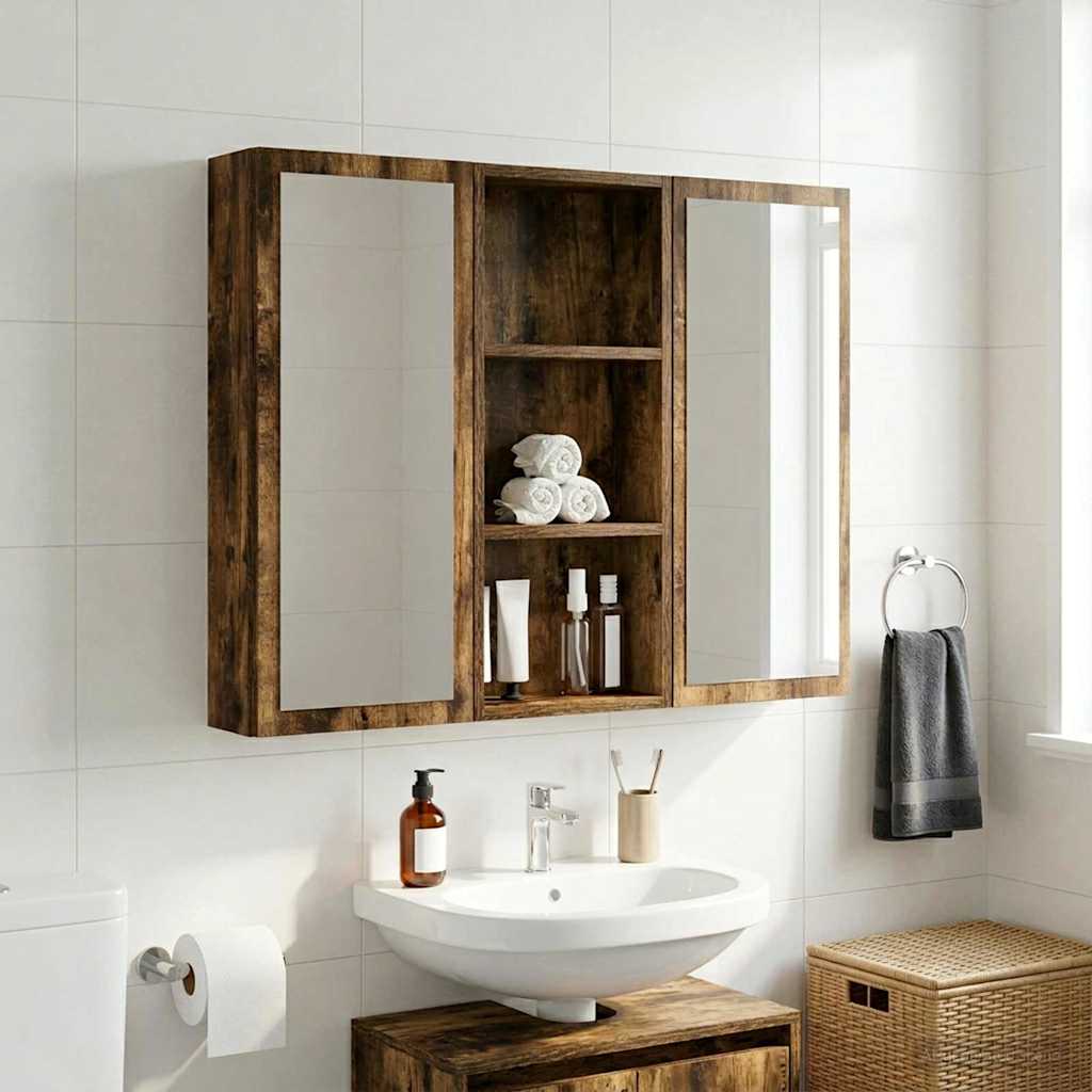 Badezimmer-Wandschrank Geräucherte Eiche 30 x 14 x 70 cm