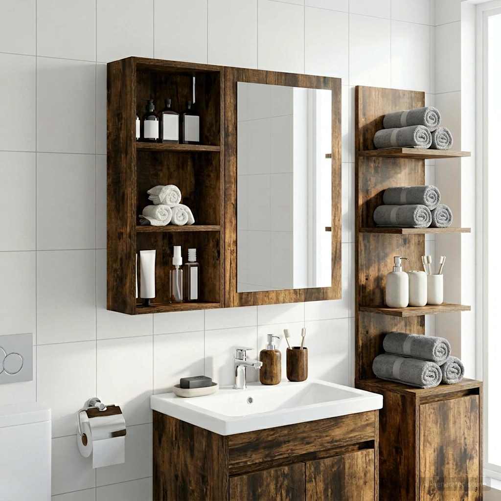 Badezimmer-Wandschrank Geräucherte Eiche 30 x 14 x 70 cm