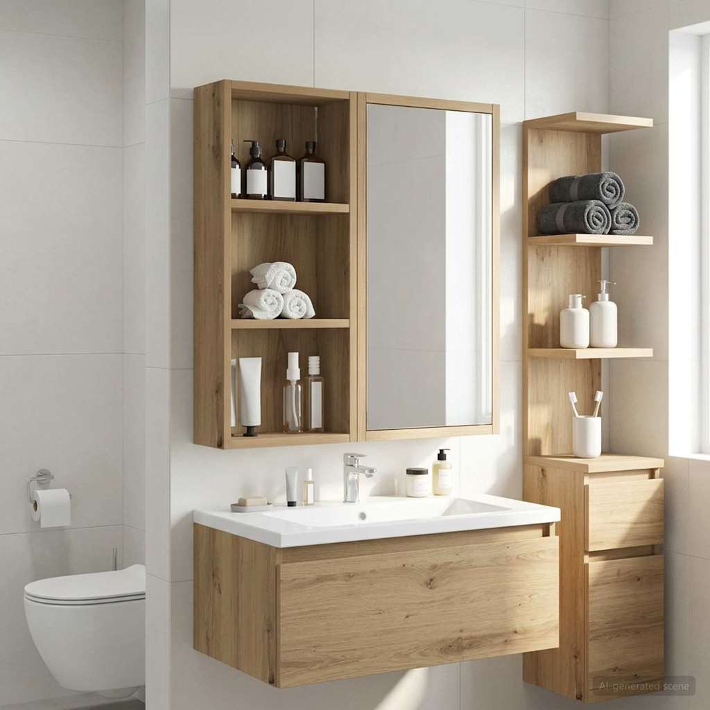 Badezimmer-Wandschrank Kunsthandwerk Eiche 30 x 14 x 70 cm
