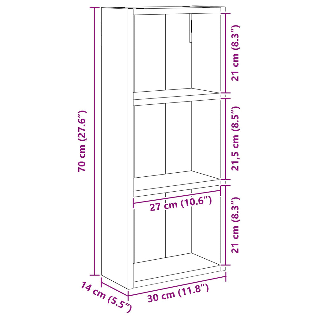 Badezimmer-Wandschrank Kunsthandwerk Eiche 30 x 14 x 70 cm