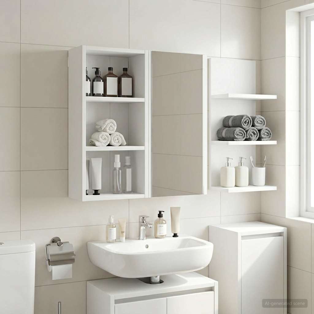 Badezimmer-Wandschrank Weiß 30 x 16 x 62,5 cm Holzwerkstoff
