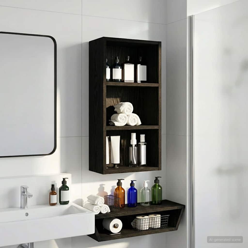 Badezimmer-Wandschrank Schwarze Eiche 30 x 16 x 62,5 cm