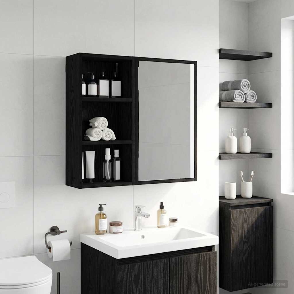 Badezimmer-Wandschrank Schwarze Eiche 30 x 16 x 62,5 cm