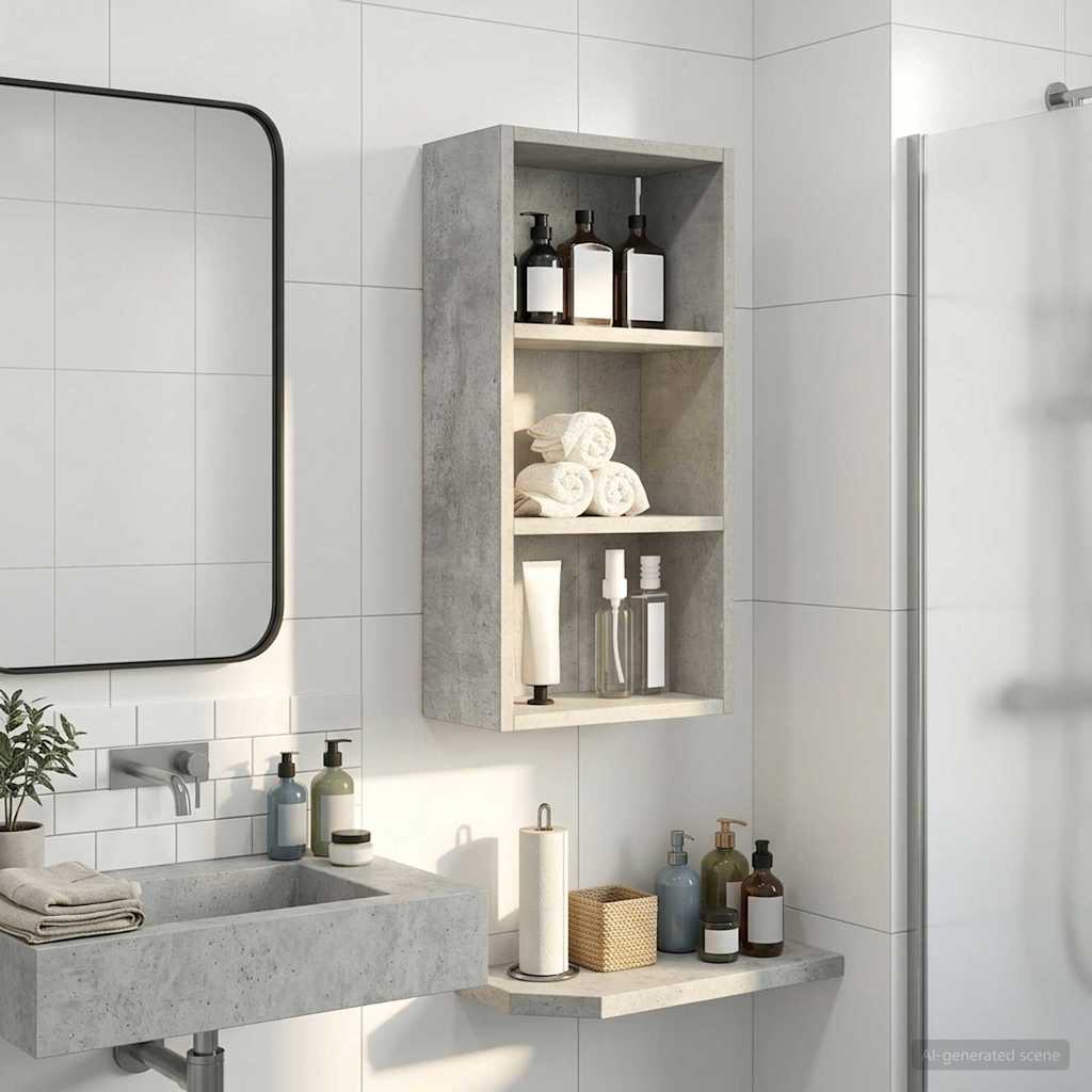 Badezimmer-Wandschrank mit Regal Betongrau 30 x 16 x 62,5 cm