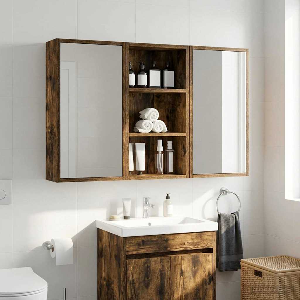 Badezimmer-Wandschrank Geräucherte Eiche 30 x 16 x 62,5 cm