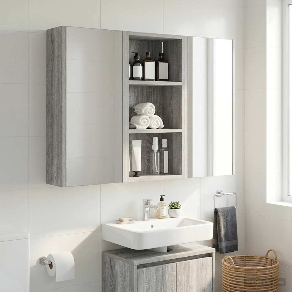 Badezimmer-Wandschrank Graues Sonoma 30 x 16 x 62,5 cm