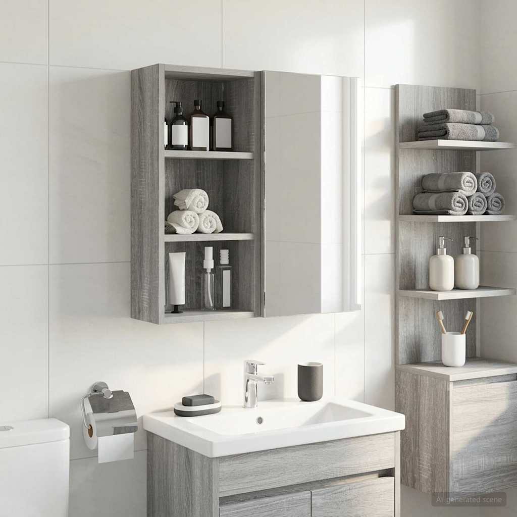 Badezimmer-Wandschrank Graues Sonoma 30 x 16 x 62,5 cm