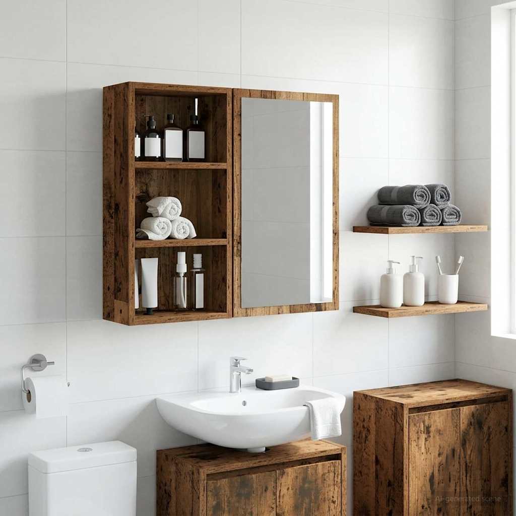 Badezimmer-Wandschrank Altholz 30 x 16 x 62,5 cm Holzwerkstoff