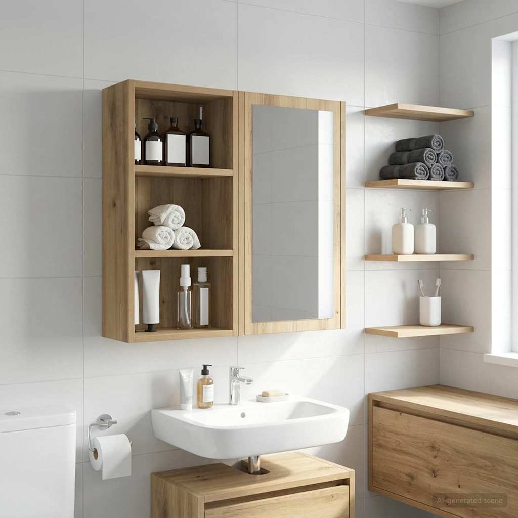 Badezimmer-Wandschrank Kunsthandwerk Eiche 30 x 16 x 62,5 cm