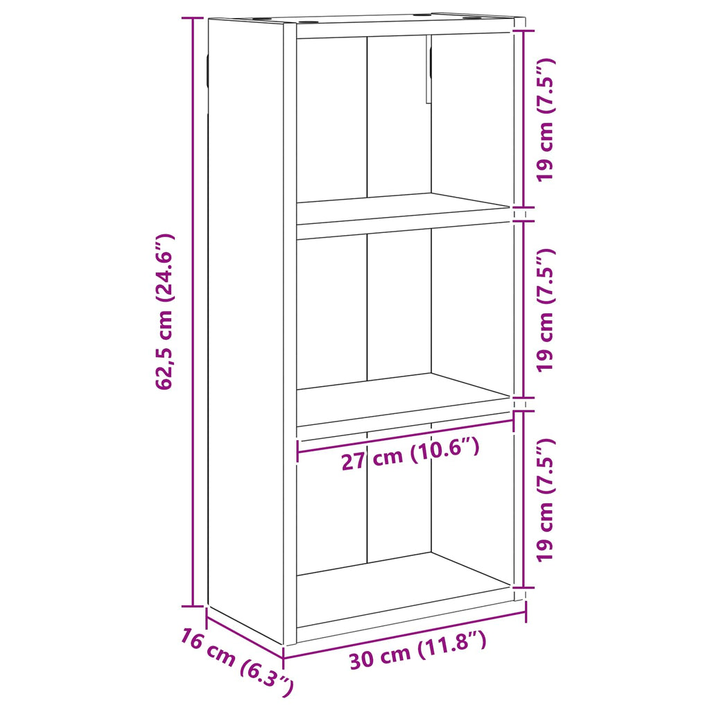 Badezimmer-Wandschrank Kunsthandwerk Eiche 30 x 16 x 62,5 cm