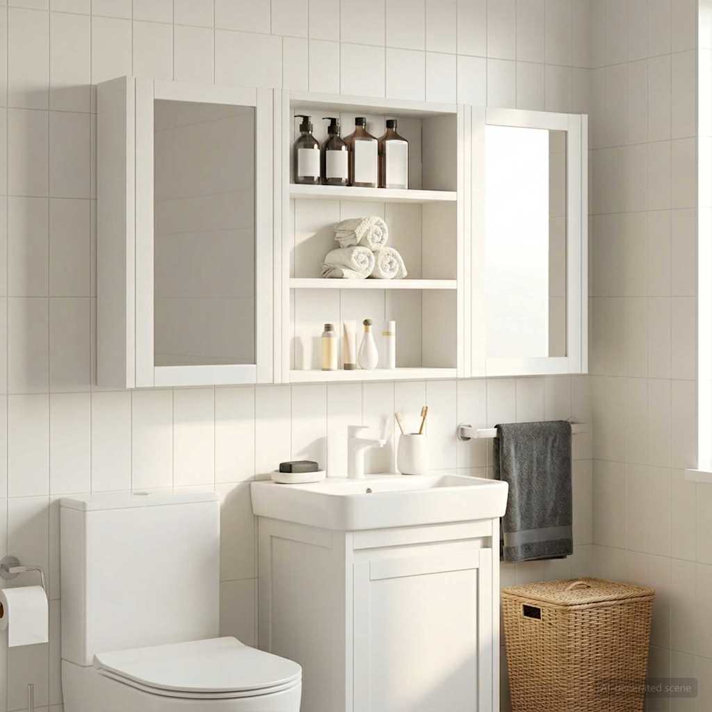 Badezimmer-Wandschrank Weiß 40 x 10 x 50 cm Holzwerkstoff