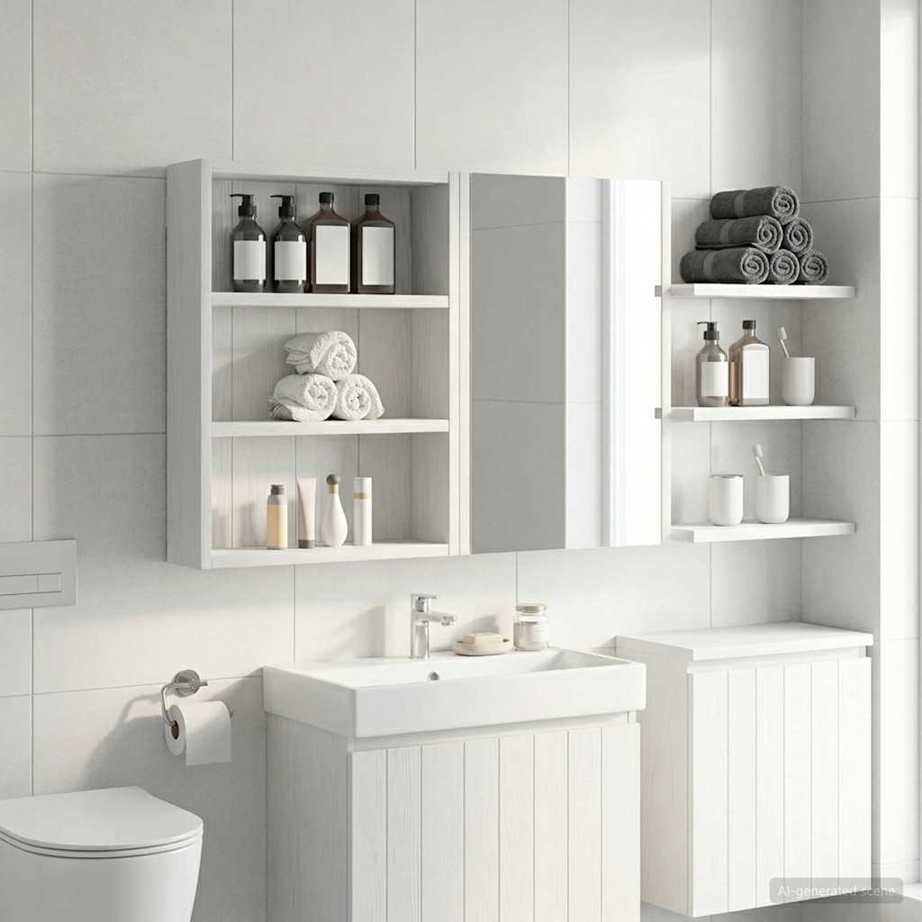 Badezimmer-Wandschrank Weiß 40 x 10 x 50 cm Holzwerkstoff