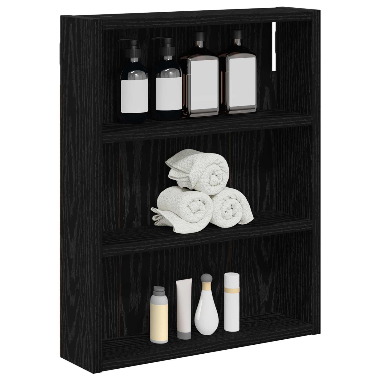 Badezimmer-Wandschrank mit Regal Schwarze Eiche 40 x 10 x 50 cm