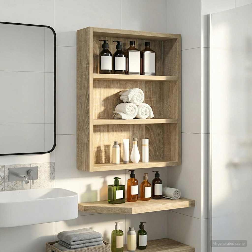 Badezimmer-Wandschrank mit Regal Sonoma-Eiche 40 x 10 x 50 cm