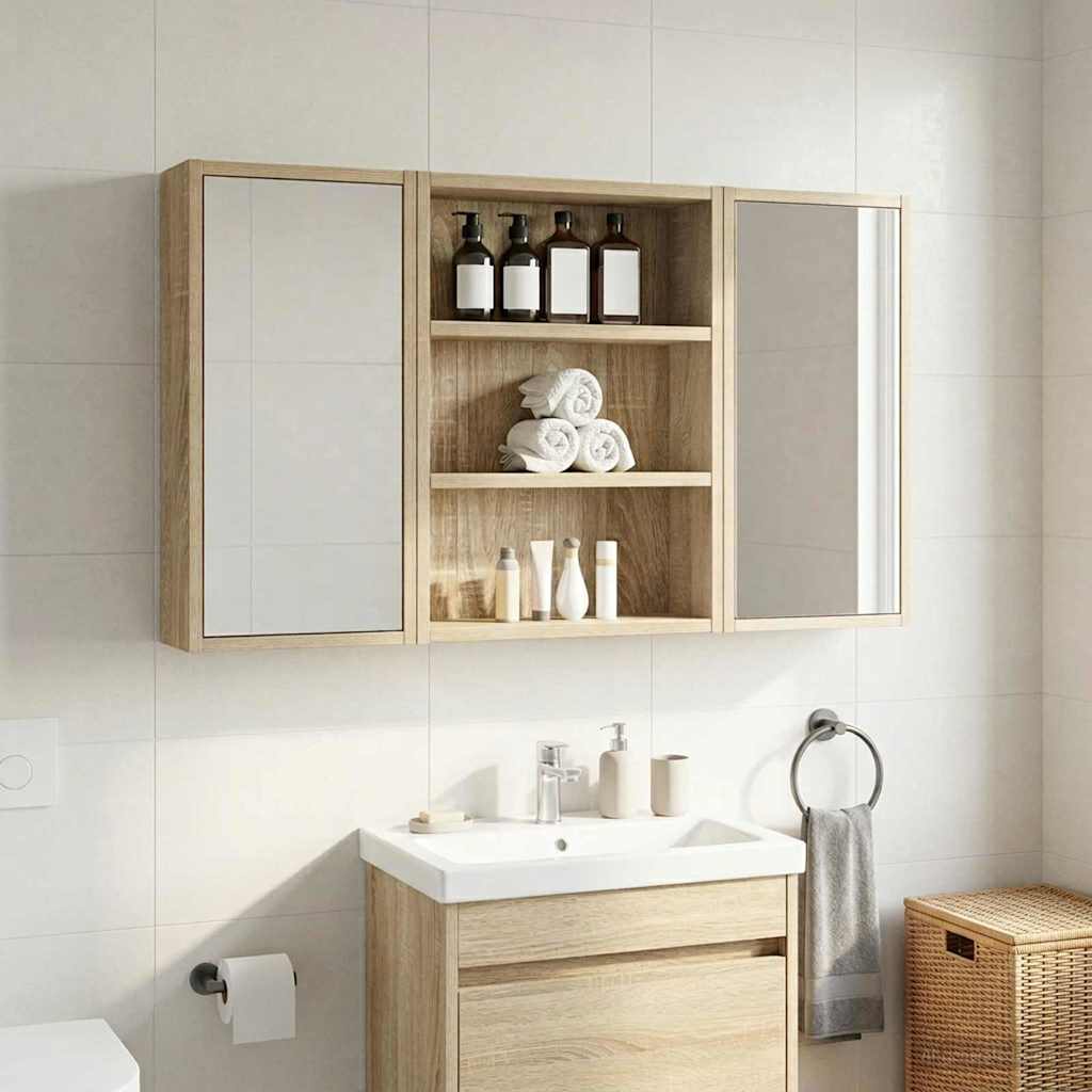 Badezimmer-Wandschrank mit Regal Sonoma-Eiche 40 x 10 x 50 cm