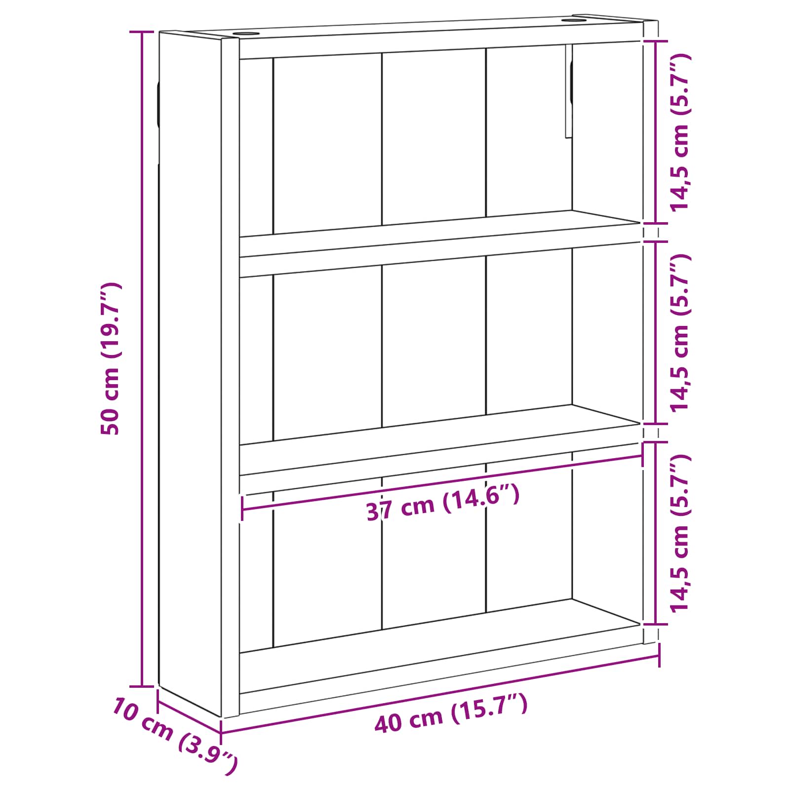 Badezimmer-Wandschrank Betongrau 40 x 10 x 50 cm Holzwerkstoff
